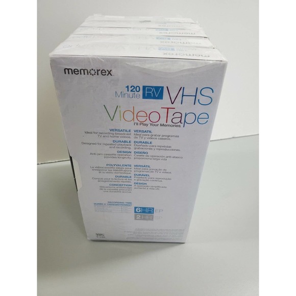 Memorex VHS Video Tapes Pack of 5 Blank T-120 120 Min RV VCR New in Pkg - Picture 2 of 5